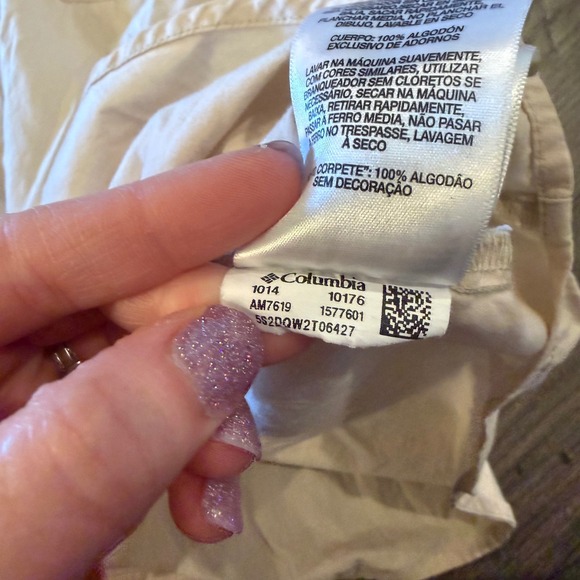 Columbia Mens XL Short Sleeve Button Down Shirt Beige Tan Cotton AM7619 Outdoor - Picture 8 of 8